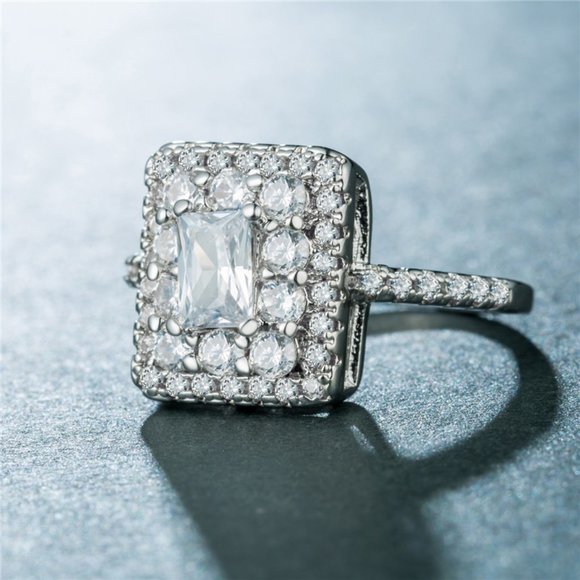 🥰Big Rectangle Gemstone Radiant Cut Zircon Rings for Women, INDN8014 - Picture 3 of 8